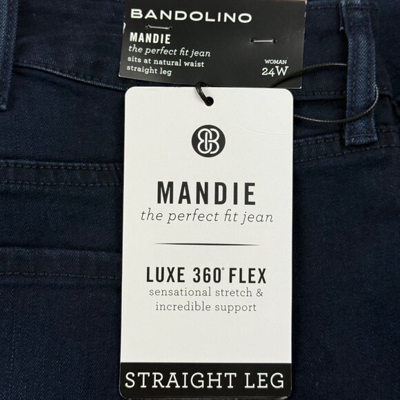 Bandolino Women's Mandie Luxe 360 Flex Straight Navy Jeans Plus Size 24W NWT - Picture 5 of 11